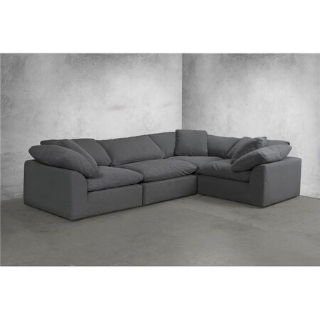 Sunset Trading Sunset Trading SU-1458-94-3C-1A Cloud Puff Slipcovered Modular Sectional Sofa - Performance Gray  4 Piece SU-1458-94-3C-1A